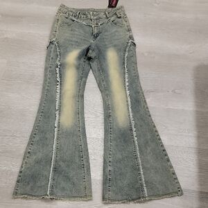 ROMWE Faded Blue Flare Jeans